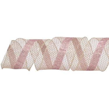 Imagem de Fita Natalina De Tela Rosa/glitt 1un 6,30cmx9,14mts 1026247