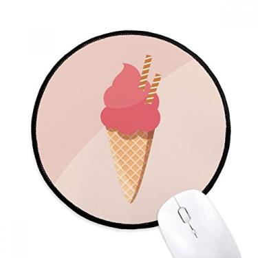 Imagem de Mouse pad de sorvete vermelho cone de ovo biscoito tapete redondo para computador