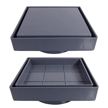 Imagem de Ralo 10x10 Oculto Invisível Seca Piso Porcelanato Inteligente Quadrado Banheiro Sacada Lavanderia Cozinha Lavabo Quintal Garagem (Cinza)