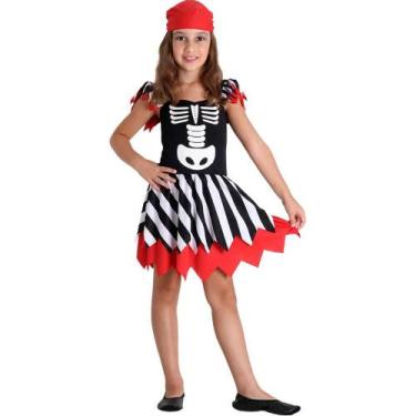 Imagem de Fantasia De Pirata Esqueleto Infantil De Halloween Com Bandana - Sulam