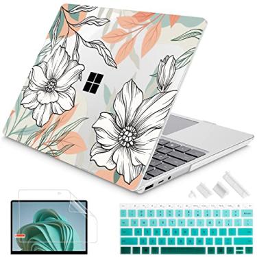 Imagem de Mektron Capa projetada para laptop Microsoft Surface de 15 polegadas 3/4/5 2019/2021/2022 Modelos: 1872/1873/1953/1979, capa rígida de plástico com protetor de tela + capa de teclado + plugues de poeira, floral M760