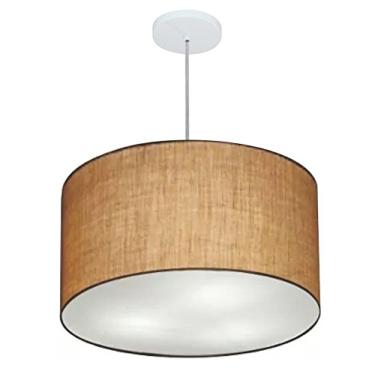 Imagem de Lustre Pendente Cilíndrico Cúpula Tecido 45x30 cm, Vivare Iluminação, Pendente4257 LP, Palha, Médio