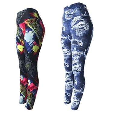 Imagem de Kit 2 Legging Suplex Estampada Ou Lisa Leg Academia Ginastica (21A- jeans, G)