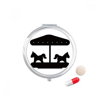 Imagem de Caixa de comprimidos com contorno de parque de diversões de carrossel preto, caixa de armazenamento de medicamentos