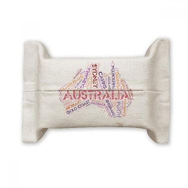 Imagem de Mapa de Sabor da Austrália com Ilustração de Manchas Cênicas para Papel de Papel para Papel de Lenço de Algodão