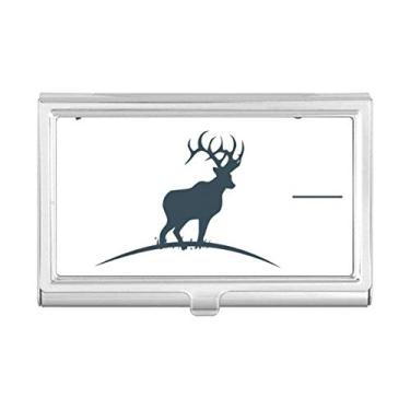 Imagem de Porta-cartões de visita com desenho animado de cervo azul