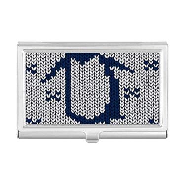 Imagem de Porta-cartões de visita com padrão de ilusão nórdica de pinguim