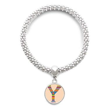 Imagem de DIYthinker Y alfabeto laranja fruta linda padrão prata pulseira pingente joia corrente ajustável
