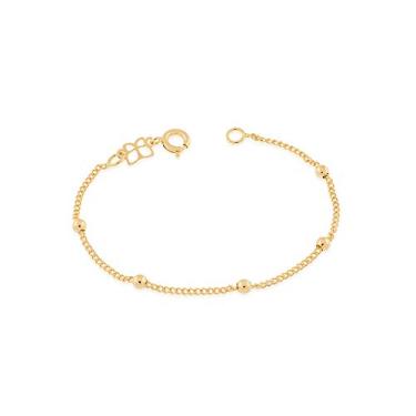 Imagem de Pulseira infantil bolas de 2 mm folheado ouro.Rommanel med 14 cm