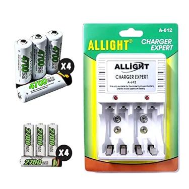 Imagem de Carphone Warehouse Kit de Carregador de Pilhas e Baterias 9v Bivolt + 4 Pilhas AA 4700mAh + 4 Pilhas AAA 2700mAh Recarregáveis - 110/220v