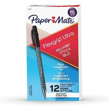 Imagem de Paper Mate Canetas esferográficas Flexgrip Ultra Stick de ponta fina, 12 canetas de tinta preta (9680131)