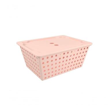 Imagem de Cesta One Maxi Com Tampa 39 X 30 X 16,8 Cm Rosa Blush Coza