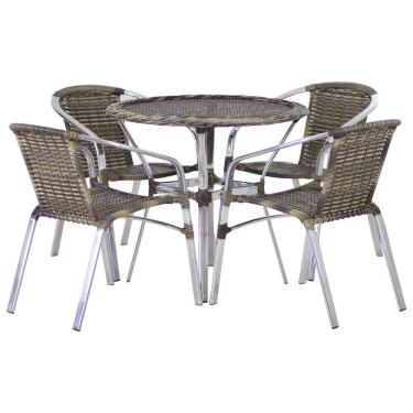 Imagem de Conjunto 4 Cadeiras Floripa e Mesa Com Tampo Tramado em Alumínio Piscina, Área, Jardim Trama