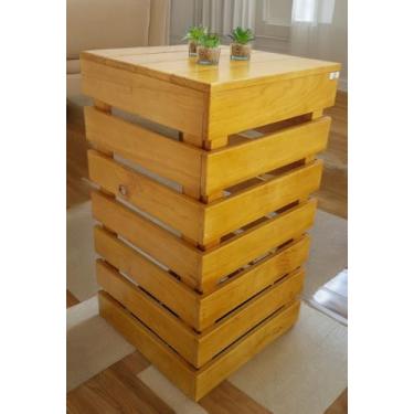 Imagem de Capa para botijão a gás de madeira com rodinhas 45x45x70 Cor:Claro