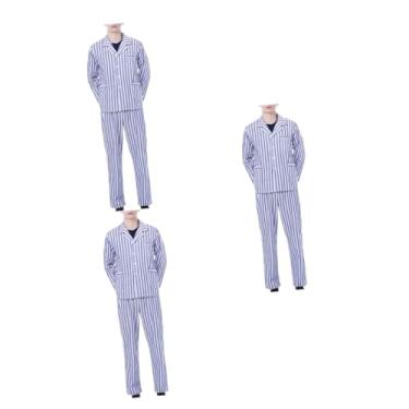 Imagem de PACKOVE 3 Partidas pijama de algodão pijama para homens jaquetas de trabalho para homens roupão feminino pijama manga longa roupas hospitalares fosco bata de paciente roupas de amamentação