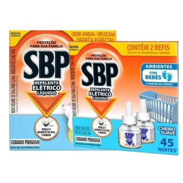 Imagem de Repelente Elétrico Líquido SBP + 3 Refis SBP Para Repelente Elétrico Cheiro Suave 32,9ml