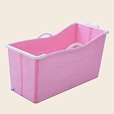 Imagem de Banheira dobrável para adultos, tambor de banho, corpo inteiro, banheira doméstica para adultos/crianças/bebê, chuveiro de plástico, 2 cores, rosa, 120 * 52 * 68cm