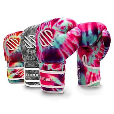 Imagem de Sanabul Luvas de boxe em gel Funk Strike Tie Dye para homens e mulheres, luvas estilosas e protetoras para kickboxing Muay Thai para treinamento, saco de pancadas, redemoinho roxo 340 g