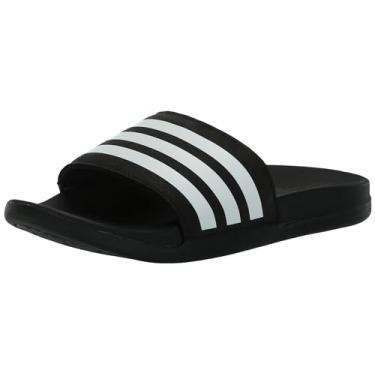 Imagem de adidas Sandália feminina confortável C Slide, Preto/branco/preto, 2 Little Kid
