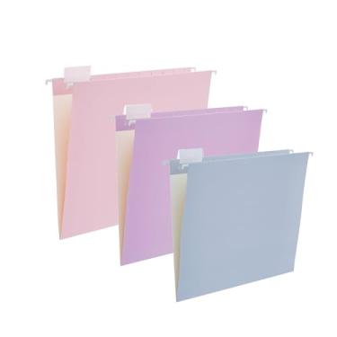 Imagem de Fei Bi Pacote com 12 pastas de arquivos suspensas, organizador de arquivos, tamanho carta 1/5, abas ajustáveis para casa, escritório, escola, sala de aula, mármore..