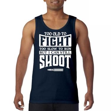 Imagem de Camiseta regata masculina Too Slow to Run But I Can Still Shoot 2nd Amendment Second Gun Rights Retired Veteran Patriotic, Azul marinho, 3G