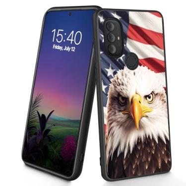 Imagem de Bxgolkgd Projetada para Moto G Play 2023/G Power (2022)/G Pure 2021 16.5 cm, capa protetora fina e macia de silicone TPU à prova de choque - bandeira americana águia