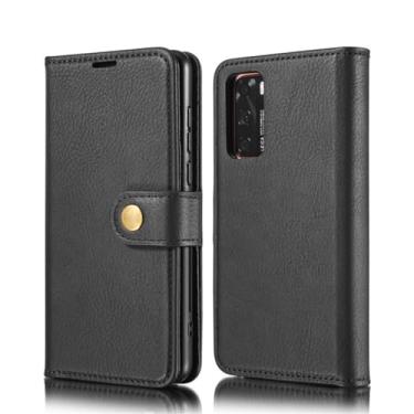 Imagem de Capa tipo carteira de couro flip para Huawei P50 P40 P30 Pro P20 Lite Mate 40 30 20 Capa traseira magnética removível, preta, para Huawei Mate 20 Lite
