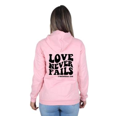 Imagem de Moletom Feminino Blusa de Frio Canguru Love Never Fails-Feminino