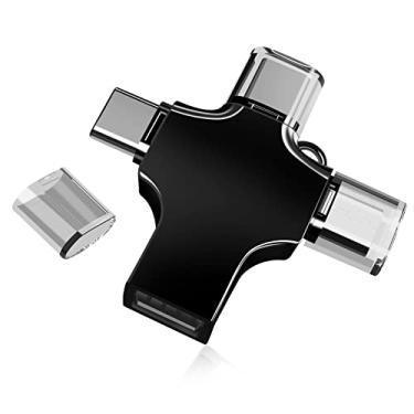 Imagem de Flash Drive USB 64 GB 4 em 1, pen drive USB C, cartão de memória USB C, suporta armazenamento e transferência de arquivos Android/Tipo-C/i-Phone/PC, pen drive USB, pen drive USB