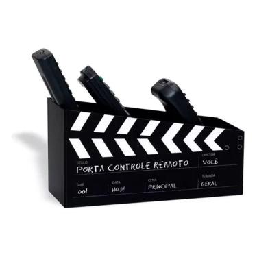 Imagem de Porta Objetos Controles Remoto Aço Cinema Claquete Preto