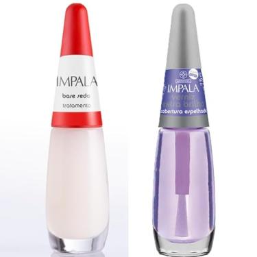 Imagem de Kit esmaltes Impala Base Seda e Verniz Extra Brilho 7,5ml