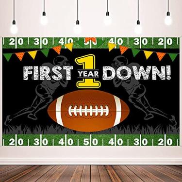 Imagem de Football Themed 1st Birthday Party Backdrop First Birthday Party Decorations First Year Down Touchdown Rugby Background Newborn Birthday Banner Photo Booth Props