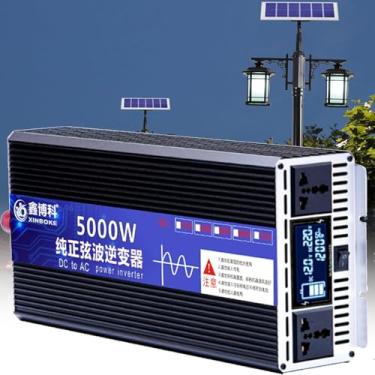 Imagem de Inversor de onda senoidal pura 3000W 5000W 5500W 6000W DC 12V -72V a 220V AC Conversor de carro com display LCD e tomadas 2AC, para barco de acampamento de caravana de carro, 5000W, 220Vto24