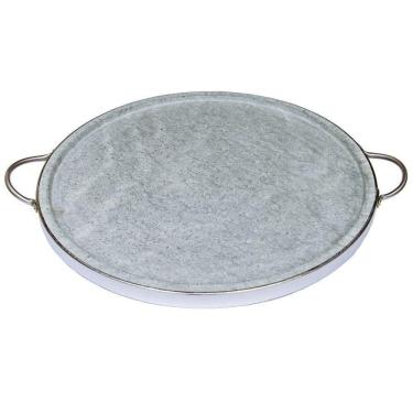 Imagem de Forma De Pedra Sabão Para Pizza Com Alças De Inox 37 Cm