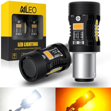Imagem de AILEO Lâmpadas LED Switchback 1157, branco/âmbar, 28W 4800LM 600% mais brilhante, CANBUS livre de erros e ventilador de resfriamento, compatível com 2057 2357 7528 BAY15D P21/5W para seta, DRL, luzes