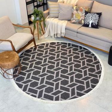 Imagem de Tapete Luxo Redondo Grande 2,00x2,00 Versátil Casa Apartamento Sala Cozinha Quarto (Marrom e Bege, 2,00x2,00)