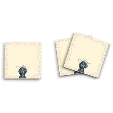 Imagem de Butler in the Home Sticky Notes Pacote com 12 blocos de 7,6 x 7,6 cm, 50 folhas por bloco, dachshund preto, blocos de notas engraçados fofos e engraçados, papel planejador de diário