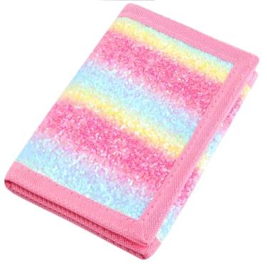 Imagem de Carteira masculina esportiva de lona com três dobras RFID, linda bolsa de moedas com zíper e bolso frontal para crianças, cor camuflada, Bling07 Rose, Small, Estilo Glitter