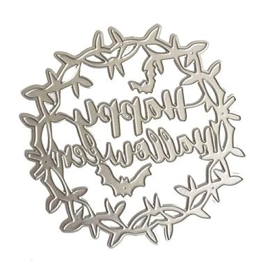 Imagem de Feliz Dia das Bruxas cortado para fazer cartões, coroas de flores, matrizes de corte de metal, parabéns, corte, aniversário, estampagem, estêncil, modelo para decoração de scrap-booking, cartão de