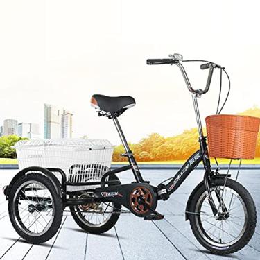 Imagem de Triciclo adulto com três rodas de 40 cm com cesta de carga triciclo de velocidade única adequado para piqueniques de lazer e compras com cesta de tamanho grande, piquenique, ciclismo, pedalada