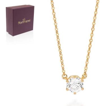 Imagem de Colar Lindo Com Pingente Presente Feminino Rommanel Solitário Banhado 