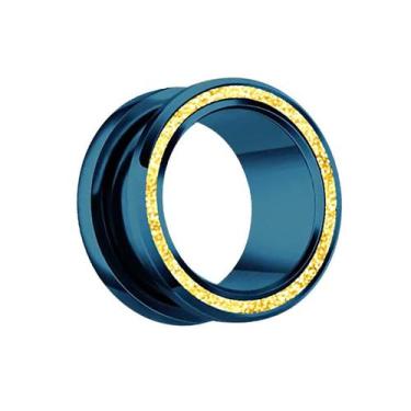 Imagem de Alargador De Aço Túnel Arbor Com Brilhos Azul Preto Dourado - IMP, Azu