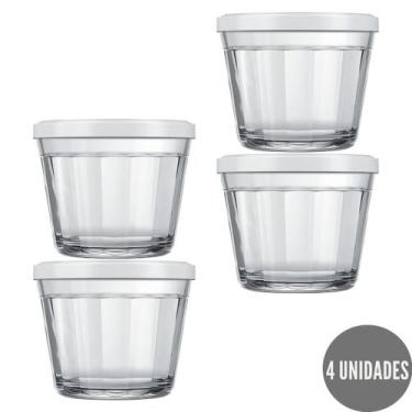 Imagem de 4 Potes 350ml Papinha Vidro Tigela Americano Tampa Sortidas - NADIR FI