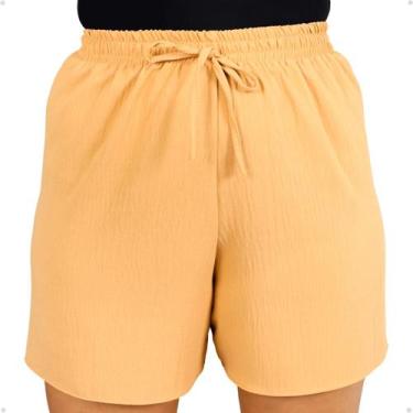 Imagem de Short Duna Feminino Soltinho Cós Alto Com Elástico Plus Size - 40 Grau
