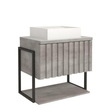 Imagem de Gabinete Para Banheiro 60Cm 100% Mdf Metalon 20X20 1 Porta Basculante 