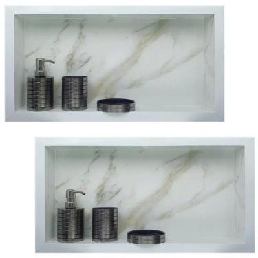 Imagem de Nicho de Porcelanato Branco Calacata Ouro Polido 60x32cm Kit 2 Unidade