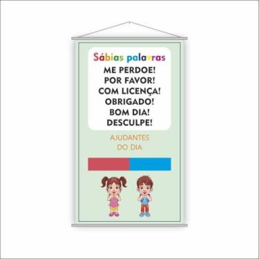 Imagem de Banner Pedagógico Sábias Palavras Ajudantes Do Dia 80X50Cm - Plimshop