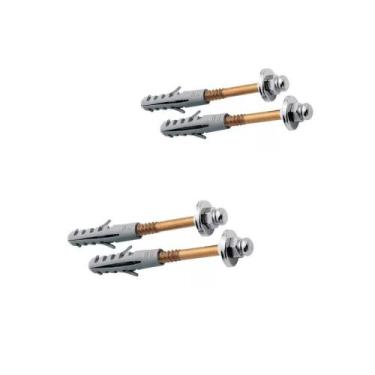 Imagem de Parafuso Vaso Sanitário 12 Mm Kit Completo 2 Un Latonado - Modelar