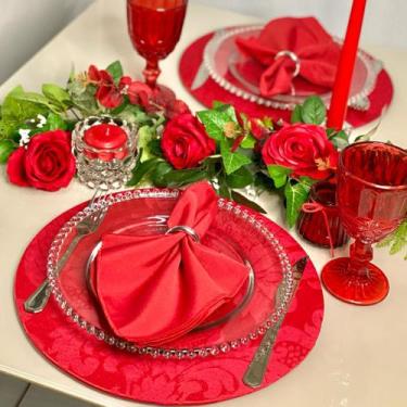 Imagem de Kit Sousplat Completo Mesa Dia dos Namorados Jantar Romântico 2 Lugare