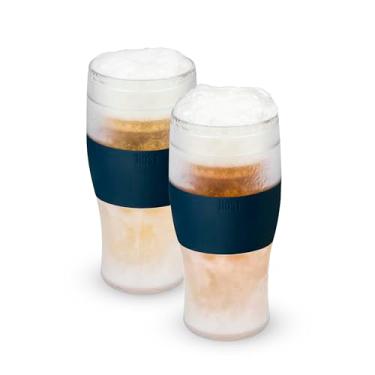 Imagem de HOST Freeze, Frozen Mugs, conjunto de canecas congeláveis, cerveja mantenha suas bebidas frias, copos isolados de parede dupla, copo para café gelado, 473 ml, conjunto de 2, azul universitário